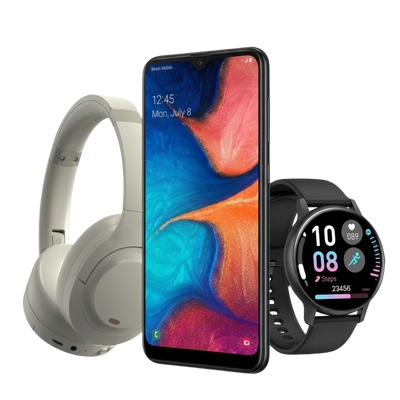 Samsung A20 + Smart Watch + Headphones